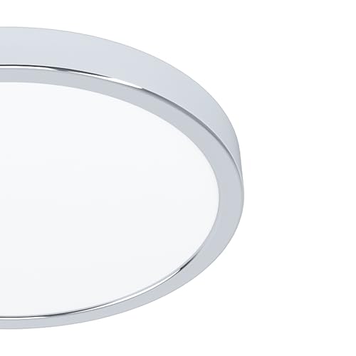 Eglo Led Plafoniera Fueva 5, Luce A Superficie, Lampada Da Soffitto Da Bagno In Metallo Cromato E Superficie Luminosa In Plastica Bianca, Ø 28,5 Cm, IP44 - 4