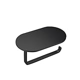 Soporte de Rollo de baño con Estante Ovalado, Almacenamiento de Papel montado en la Pared, dispensador de Tejido, Cobre, para Cocina de baño, Soporte de baño Simple Moderno, Cromo/Negro Mate