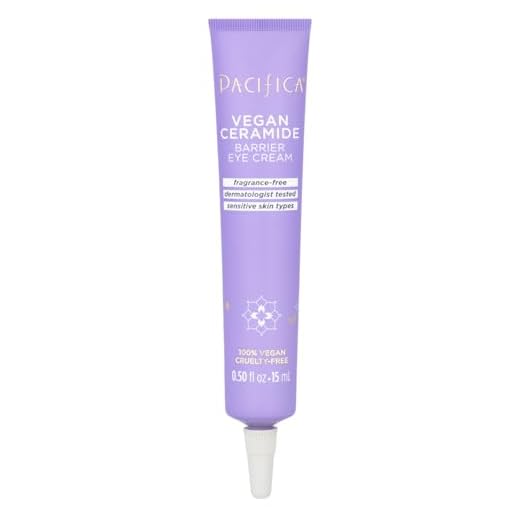 Pacifica Beauty, 100% Vegan Ceramide Barrier Repair Under Eye Cream for Fine Lines, Eczema Association Approved, Safe for Sensitive Skin for Delicate Undereye Area, Fragrance Free, 0.5 Fl Oz