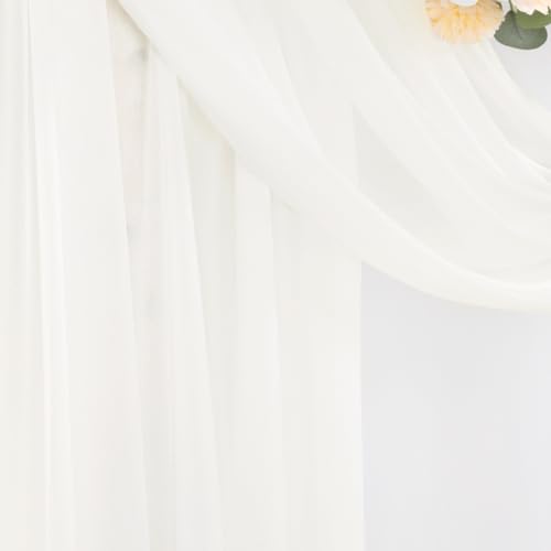 DeZerlor Ivory Wedding Arch Draping Fabric 2 Panels 29" x 20 FT White Drapes for Backdrop Sheer Curtains Wedding Drapes for Romantic Bridal Baby Shower Ceremony Birthday Party Spring Outdoor Events - Image 4