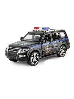 Image of 1 /32 Mitsubishis Police Pajero SUV Legering Model Auto Metal Diecast Voertuig Speelgoed Model Collection Simulatie Geluid Licht Speelgoed Voor Kids Gift (Black)