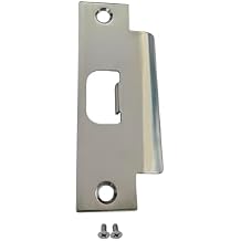 QCAA Steel Extended Lip Door Strike Plate, Latch D Hole, with Lip, 4-7/8" x 1-1/4", Nickel, 1 Pack, Made in Taiwan