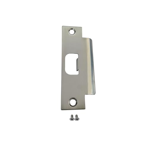 QCAA Steel Extended Lip Door Strike Plate, Latch D Hole, with Lip, 4-7/8