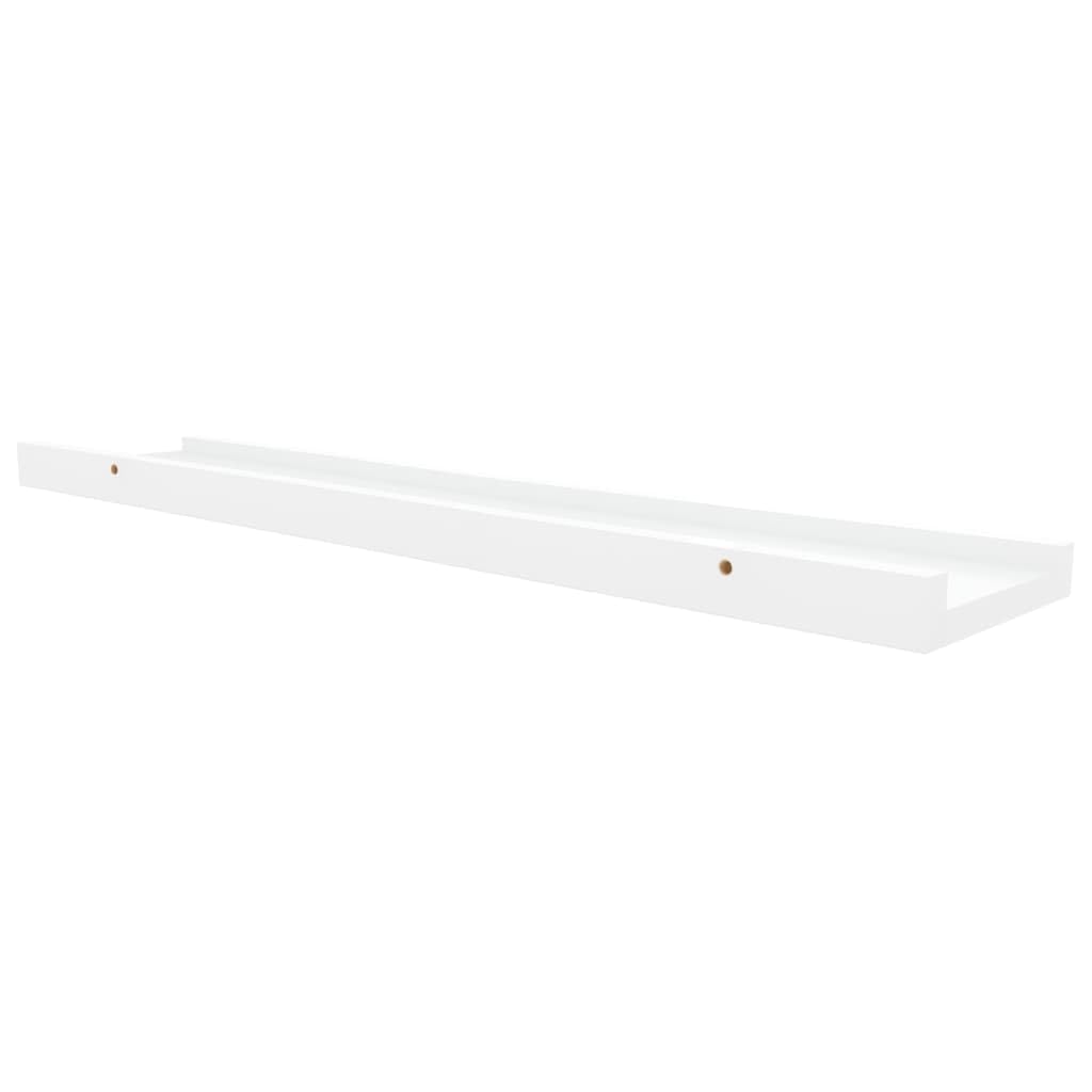 Mensole per Quadri 2 Pezzi, Scaffali da Parete in MDF Bianco, Design a U con Bordo Anticaduta per Cornici e Decorazioni, 60 x 9 x 3 cm