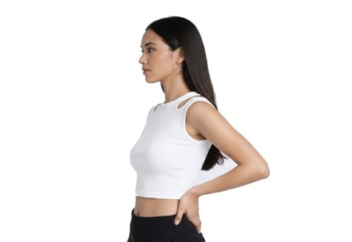 Image of Women's & Girl's Plain Black & White Tank Tops Crop Top (Set of 2)
