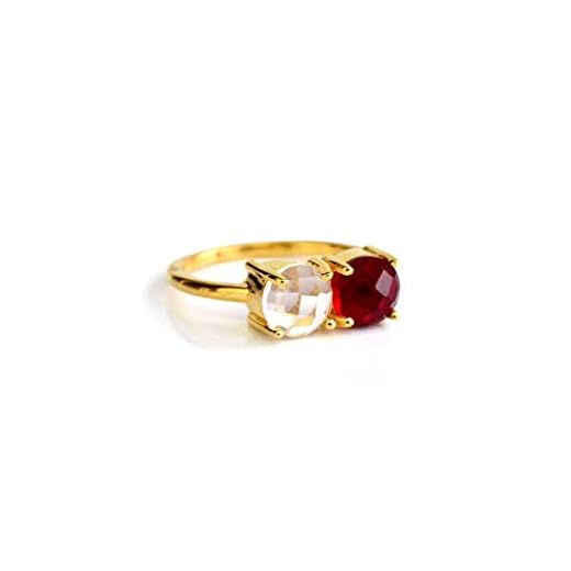 Custom Mothers Ring, Two birthstone ring in Vermeil Gold or Sterling Silver, mom ring