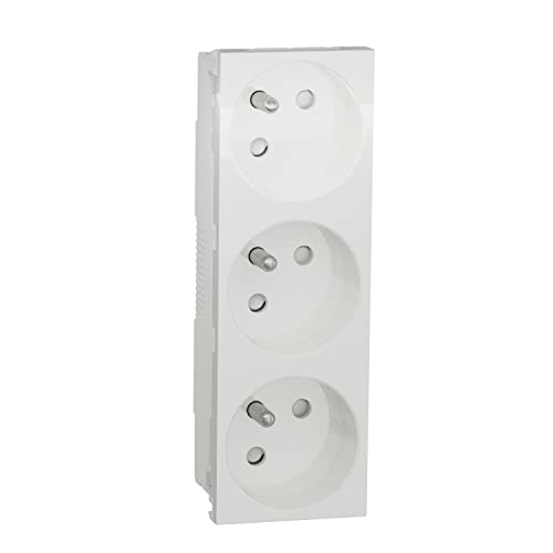 Schneider Electric - Unica - prise triple 2P+T - FR - spéciale goulotte - Blanc - méca seul - NU307918T