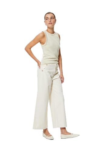Koton Bianca Wide Leg Jeans, blanco crudo, 28W / 32L