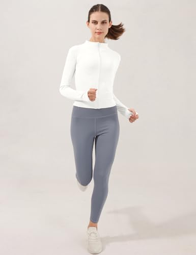 Image of Locachy Women's Lightweight Stretchy Workout Full Zip Running Track Jacket with Thumb Holes