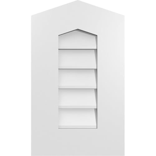 TrueCraft PVC Peaked Top Surface Mount Gable Vent, 12"W x 20"H Overall Frame Size, 4/12 Pitch: 1" x 3-1/2" Standard Trim Frame, Non-Functional