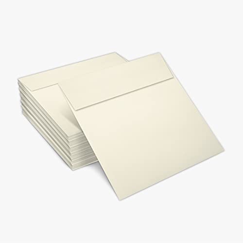 Lux Paper Square Invitation Envelopes For 6 1/4 X 6 1/4 Cards In 70 Lb. Natural, Printable Envelopes For Invitations, With Peel & Press Seal, 50 Pack, Envelope Size 6 1/2 X 6 1/2 (Off-White) #TOP4