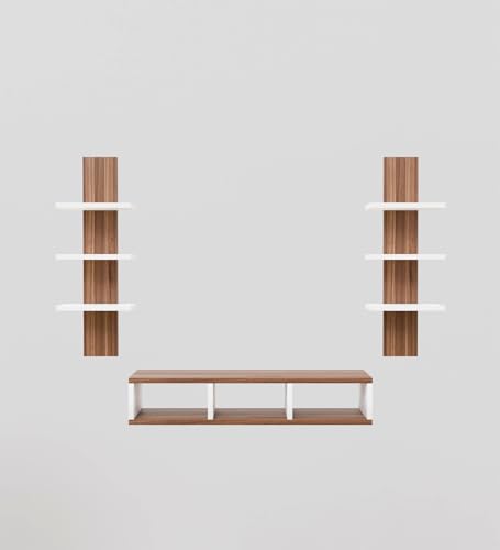 Image of Spyder Home Decore Craft Tokyo Engineering Wood Wall Mount TV Entertainment Unit Set Top Box Stand /TV Cabinet with Shelves for Books & Dcor Display Unit Bed Living Room Upto 60 Inches