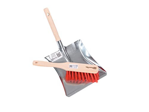 BawiTec Qualitäts Straßenbesen Kehrset 40cm Breit Kehrgarnitur mit Teleskopstiel verstellbar max. 200cm rote Elaston-Kunststoff-Borsten inkl. Handfeger 28cm Metall-Kehrblech mit Holzgriff Besen Set – Bild 7