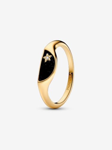 PANDORA ME Halbierter Emaille Siegelring aus Sterling Silber mit vergoldeter Metalllegierung und Zirkonia Steinen, Größe: 62, 163325C01-62 – Ansicht 2