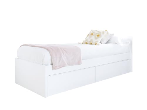 Bainba Cama con cajones Juvenil Blanco - Piecero bajo (105 x 200)