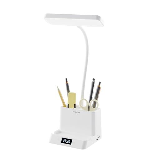 Buy Xech 4-in-1 Study Lamp with Digital Clock, Pen Stand & Phone Holder | Rechargeable Lamp with 3 Colour Tones & Touch Dimming, Portable Office and Study Lamp (Desky Lite Digital) Online at Low Prices in India - Amazon.in - Image 2