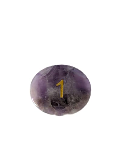 Recovery Milestone Gemstone, Oval Crystal Number 1 Keepsake for First Year Celebrations, Sobriety Coin Achievements, Palm Stones (approximately 1.5 inches x 2 inches) (Amethyst)