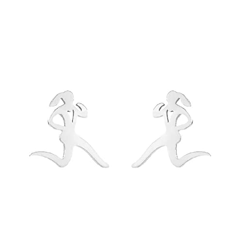 Boucles d'oreilles à tige en acier inoxydable en forme de cœur creux pour femmes et filles - Pour cartilage - Cadeau simple, Acier inoxydable, Pas de gemme