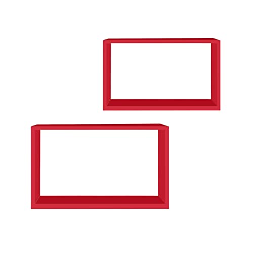 HTI-Line Wandregal Altona 908a 2er Set Bücherregal CD Regal Wandpaneel Rot HTI-Line Wandregal Altona 908a 2er Set Bücherregal CD Regal Wandpaneel Rot