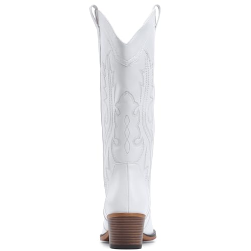 Image of IUV Cowboy Boots For Women Western Cowgirl Boots with Chunky Heel Mid Calf Snip Toe Ideal for low insteps
