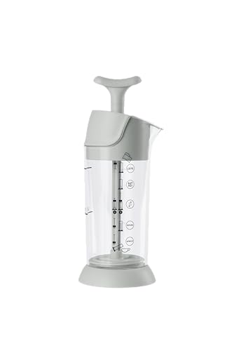 PRESSCA - Manual Milk Frother - Handheld Milk Mixer, Warm & Cold Milk Foamer, BPA Free - 6.8 Floz, Gray
