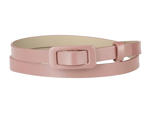 Allegra K Skinny Slim Thin Nonporous Waist Belt Rectangle Buckle PU Leather Solid Simple Belts for Jeans Dress Fit waist up to 99cm/39 Pink