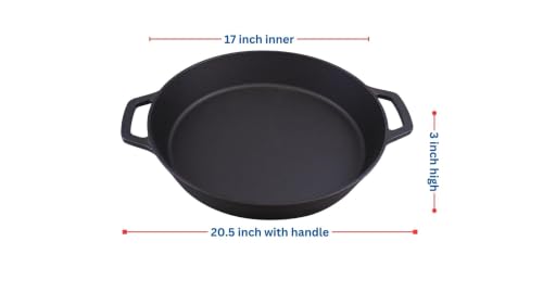 Image of 1pcs Multi-Function Cast Iron Griddle 17inch Skillet for Pizza, BBQ, Pancakes - Compatible with All Stovetops, Ideal for Home Kitchen and Outdoor Cooking, Easy to Clean, Home Kitchen Cookware