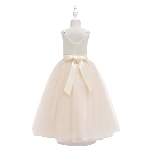 image for Glamulice Champagne Girls Lace Bridesmaid Dress Long A Line Wedding Pa