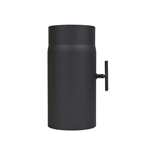 LANZZAS - Tubo para chimenea de 250 mm con válvula de estrangulación, de 120 mm de diámetro (DN Ø), color: negro metálico - encuentre más tubos en nuestra gama, aquí.