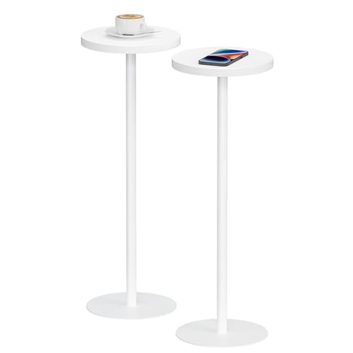 TUTOTAK V1TB01BW0652EU Lot de 2 petites tables d'appoint rondes et hautes Blanc