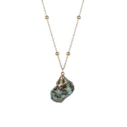 Collier conque bohème et pendentif coquillage avec chaîne ajustable dorée