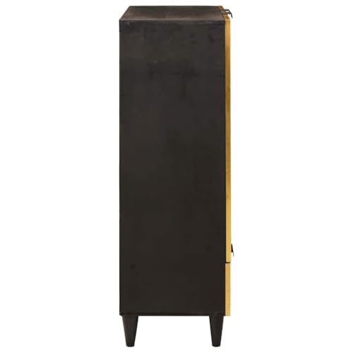 Mueble de madera de mango negro y dorado de 60x33,5x100 cm para oficina y sala 4