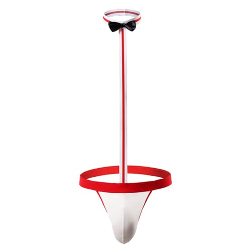 DURINM Tanga Hombre V Sling Manikini Bañador Pantalones Sexy Ropa Interior Corbata de Lazo Calzoncillos Bolsa Tanga Camarero Cosplay (Rojo)