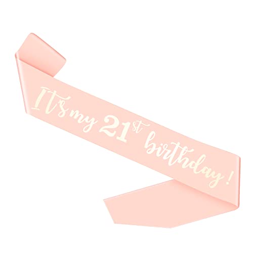KAONESS 21 Anniversaire Écharpe It’s My 21st Birthday Écharpe Anniversaire C'est ma Ceinture d'anniversaire pour la Décoration d'anniversaire de Fête des Filles et des Femmes(Or Rose) Cover