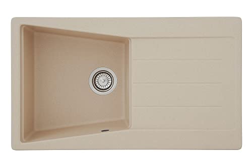 respekta by Schock Cristalite Évier encastrable en granit 1 bac Beige sable SEATTLE86X50B 86 cm