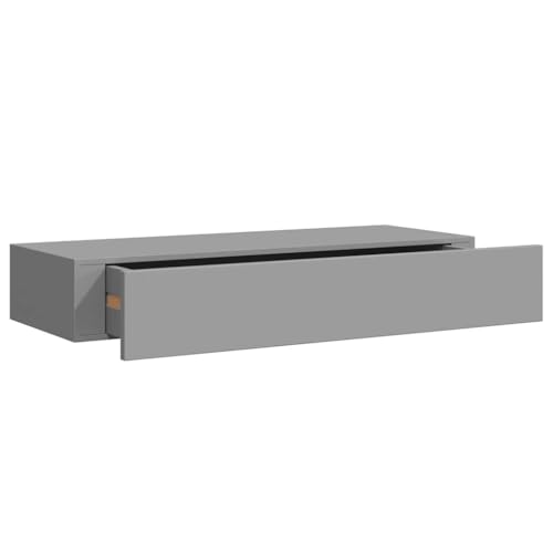 Juego de 2 estantes de pared con cajón, mesita de noche con estante, estantes de pared para dormitorio, oficina, salón, carga 10 kg, MDF blanco