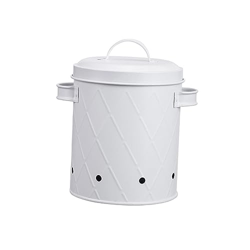 FLCPJGV Pot à Pommes de Terre, Oignons, Ail, Boîte en Métal Respirante, Boîte de Rangement pour Légumes, Seau pour Aliments pour Pique-niques, Activités de Pl, Blanc Style B