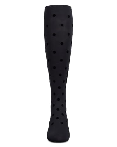 Image of MeMoi Girls Opaque Polka Dot Bow-Trimmed Flocked Tights