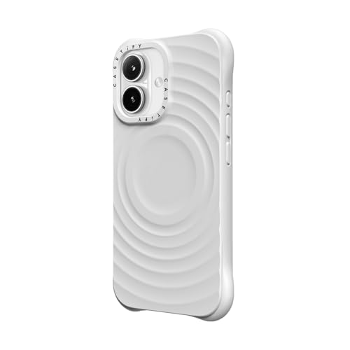 Coque iPhone 16 CASETiFY Ripple en silicone blanc compatible MagSafe avec protection antichoc
