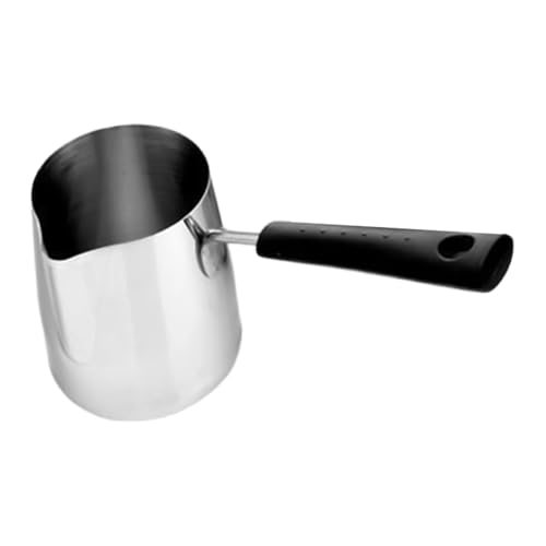 , sartén turca para derretir bebidas, 600 ml, con boquilla de vertido, sartén compacta de acero inoxidable, olla para bebidas calientes con mango ergonómico, máquina de bebidas para el hogar y