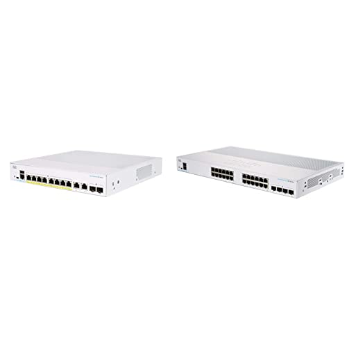 Cisco Business Managed Switch Bundle with CBS350-8FP-2G (8 Port with PoE+) and CBS350-24T-4G (24 Port) Switches