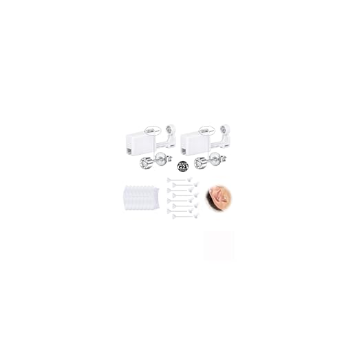 WillTen G23 Titan Piercing Stechen Set Silber, 2Pack Ohrring Pistole mit vorinstallierten 4mm Diamantsteckern, Ohrring Stechen für Ohrläppchen Ohrknorpel, Piercing Set mit Ohrmuschelüberzügen