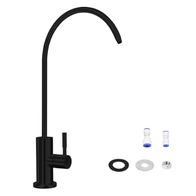 Poyde Lead-Free RO Faucet Single Handle Drinking Water Faucet for Kitchen Sink Water Purifier Faucet for Non-Air Gap Reverse Osmosis Water Filter System 304 Stainless Steel (Black)
