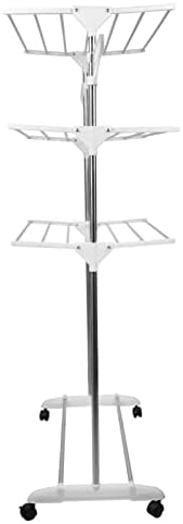 Indoor Outdoor Clothes Drying Rack Foldable Clothes Rack.Foldable Clothes Airer with Wheels 4 Tiers Drying Rack with 6 Folding Wings and 2 Rotating Side Wings Free Standing Indoor Outdoor Dr