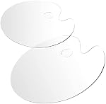 2 Pcs Clear Acrylic Paint Palette 10 x 6 Inches and 12 x 8 Inches Art Paint Tray for DIY Artist Craft and Oil Painting with Thumb Hole and Protective Paper