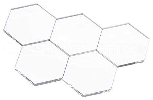 CleverDelights 2 Inch Clear Hexagon Glass Tiles - 10 Pack