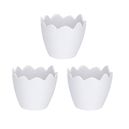 Ideen mit Herz Deko-Eierschalen | Tisch-Dekoration | Nest | Oster-Ei zum Aufstellen | Eier-Becher | befüllbar | Ø 7,8 cm | 7 cm hoch (Weiß)