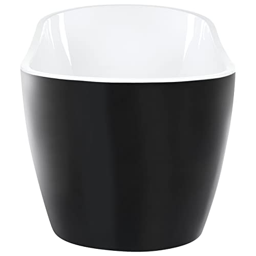 Schlichte Acryl Badewanne oval freistehend schwarz mit Überlauf 170 cm Solarte