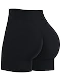 Sunzel Women's Invisible Butt Scrunch Shorts, High Waisted Biker Shorts, Gym Workout Yoga Running Shorts with Tummy Control 4" Inseam Black Medium