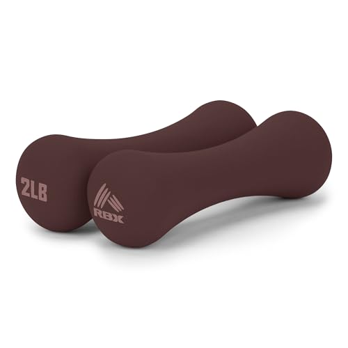 RBX Hand Weights Neoprene Hand Weights for Home Workouts Cardio & Strength Training Home Gym Equipment (Brown 4LB (2lb each))